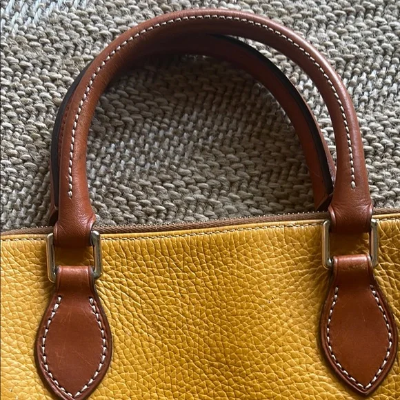 Dooney & Bourke Yellow and Brown Leather Satchel - Picture 3 of 9